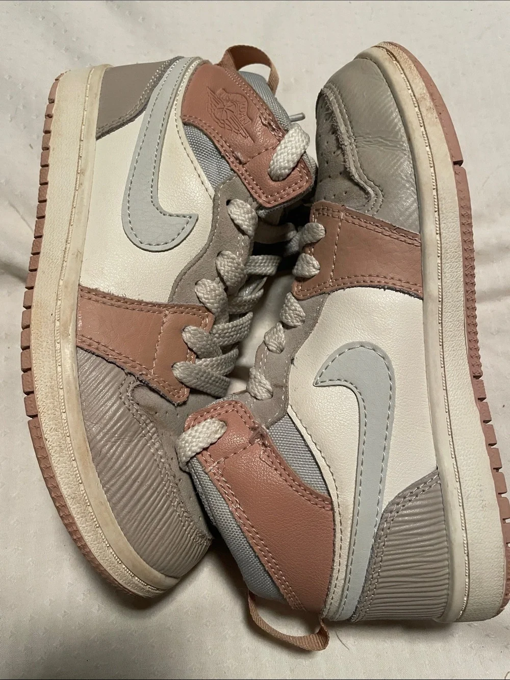Jordan Kids High-Top Sneakers in Gray and Pink